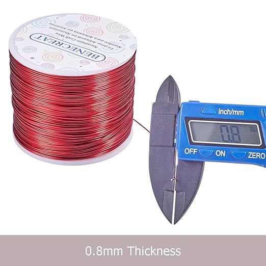 BENECREAT 20 Gauge Aluminum Wire - 770FT Anodized Colored Wire for Jewelry, Beading, Floral Crafts (FireBrick Red)