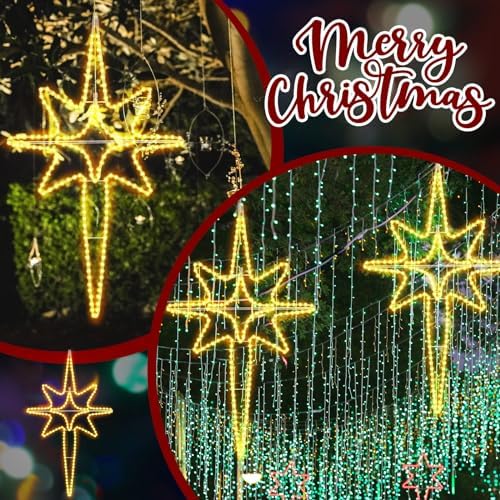 roceei 48" large led bethlehem star outdoor christmas, side view