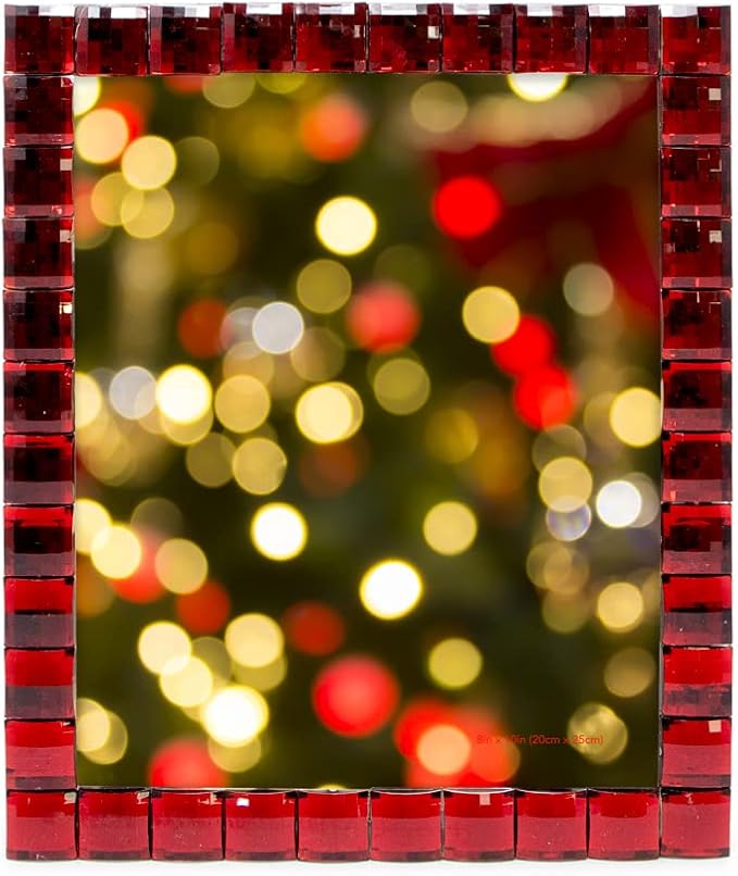 Isaac Jacobs Decorative Sparkling Jewel Picture Frame, Photo Display & Home Décor (8x10, Dark Red)