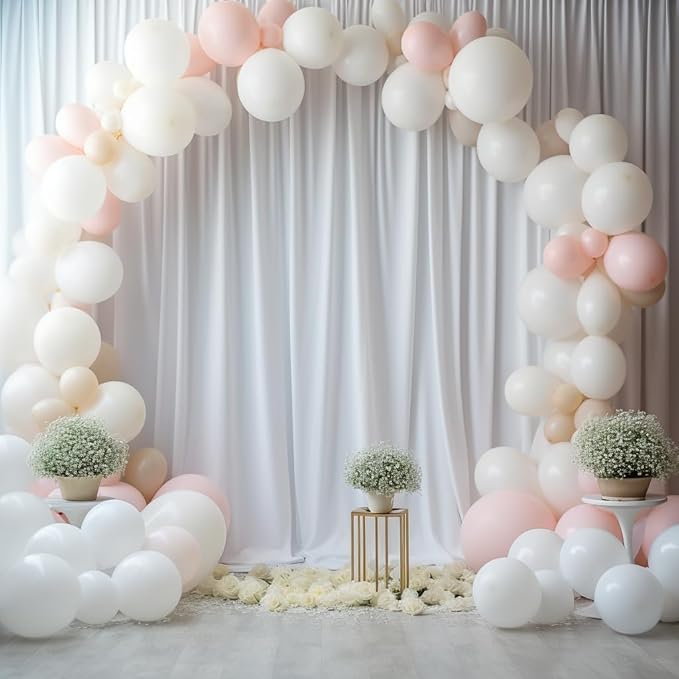 20ftx14FT Wrinkle Free White Backdrop Curtain, 4 Panels 14FT Height White Wedding Backdrop Drapes, Silky Polyester Back Drop Cloth for Birthday Photography Background Party Backdrop Draping