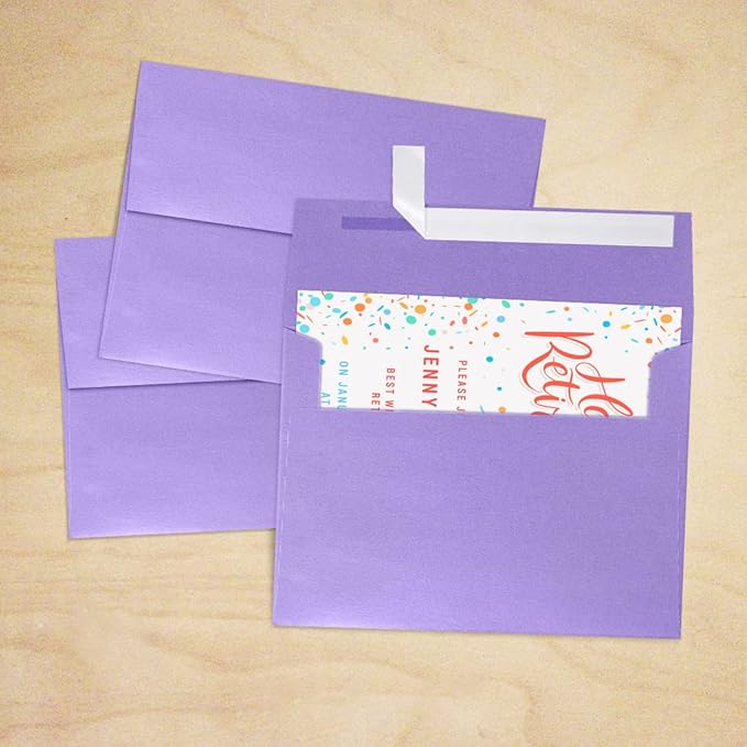 LUXPaper A7 Invitation Envelopes | Peel & Press | 5 1/4" x 7 1/4" | Amethyst Metallic | 80lb. Text | 50 Qty