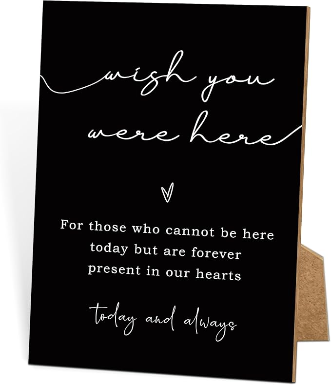 Wish You Were Here, Wedding Memorial Sign, 8x11 Black Minimalist Style Memorial Table Sign for Wedding, Wedding Decorations, Memorial Gifts For Loss of Loved One -2