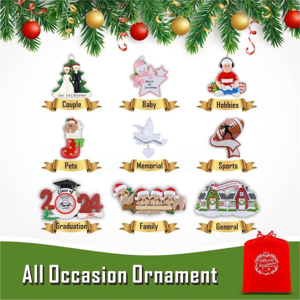 Gnome Family Christmas Ornament 2026 - Personalized Family of 4 Gnome Ornament, Nordic Christmas Tree Decor Gift for Kids, Grandkids, Parents, Grandparents and Gnome Lovers