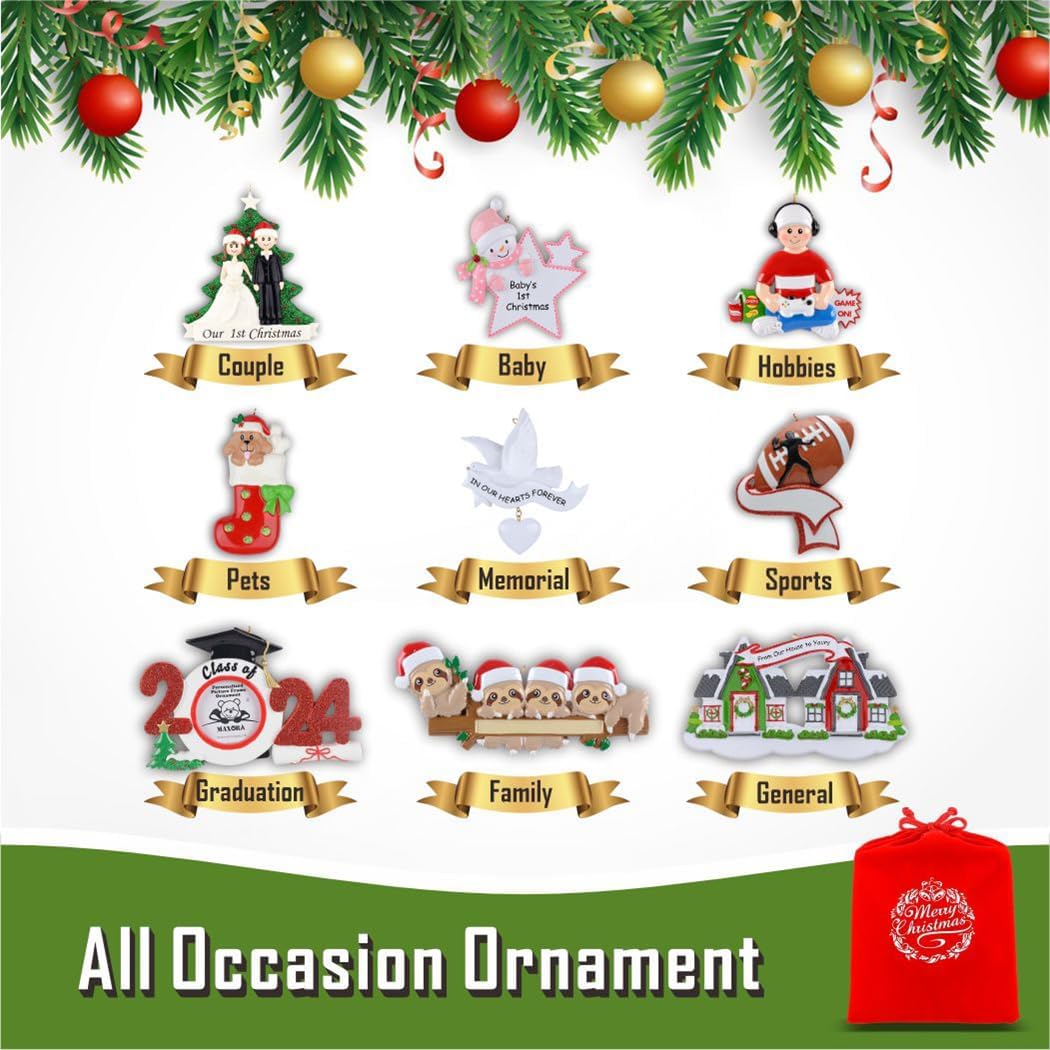 Gnome Family Christmas Ornament 2026 - Personalized Family of 4 Gnome Ornament, Nordic Christmas Tree Decor Gift for Kids, Grandkids, Parents, Grandparents and Gnome Lovers