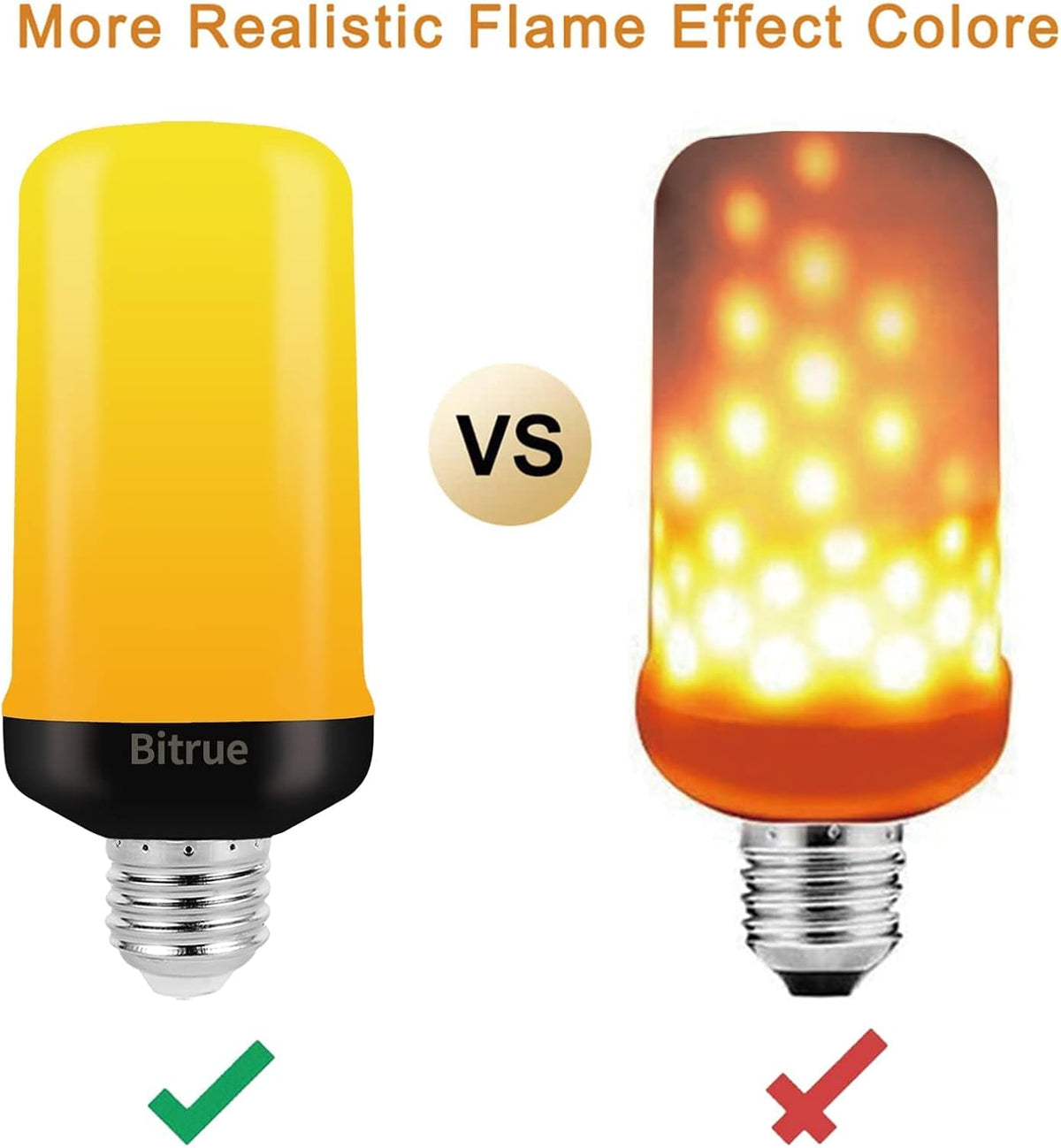 Bitrue LED Flame Effect Light Bulb, 4 Modes Flame Light Bulbs, E26 Base Fire ...