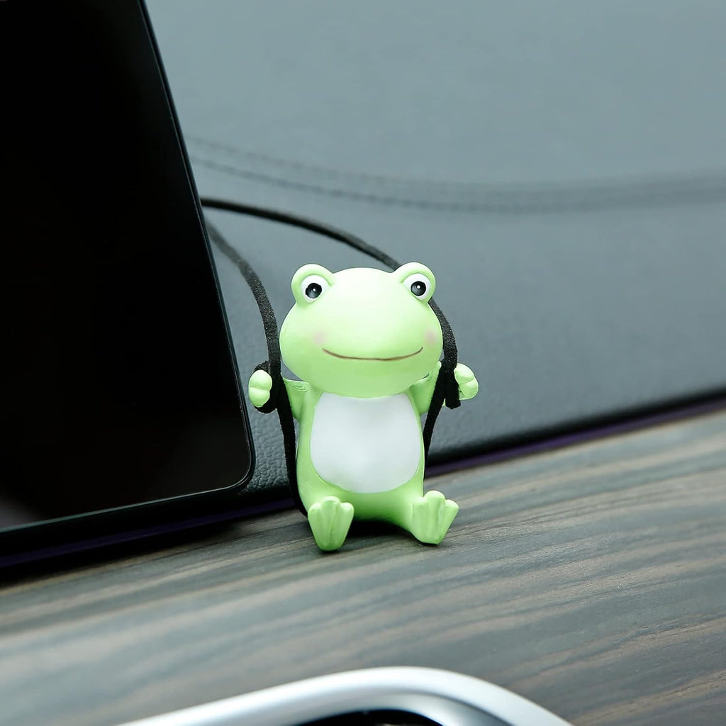 YGMONER Cute Swinging Frog Car Rear View Mirror Hanging Accessories Funny Car Interior Decor Gifts for Women Men (Frog)