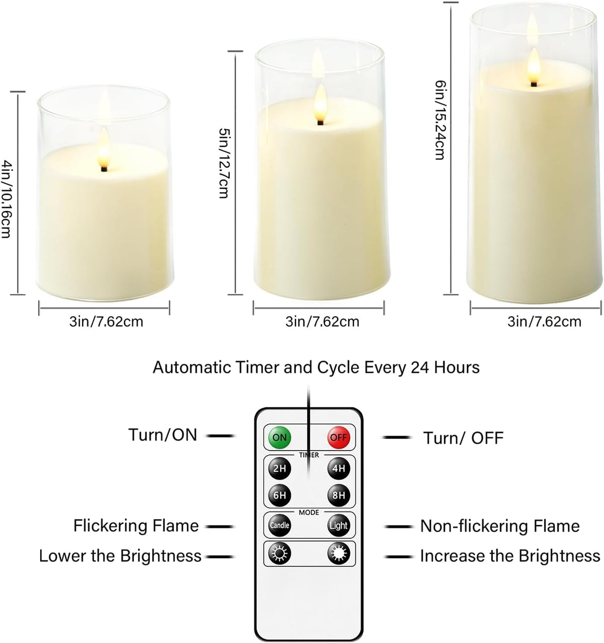 kakoya Flickering Flameless Candles Battery Operated with Remote and 2/4/6/8 ...