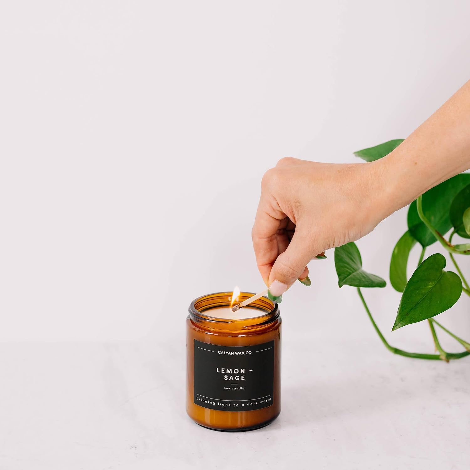 Calyan Wax Co. Apples & Maple Bourbon Scented Candle - 57 Hour Burn - Luxury Clean Soy Wax Candles - Long Lasting Amber Glass Jar Candle for Home - 7.2oz