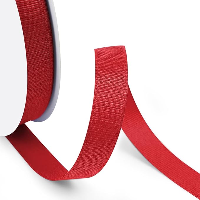 5/8" X 50 Yards Red Grosgrain Ribbon, Premium Grosgrain Ribbon for Sewing, Gift Wrapping, Bow Making, Wedding Decor, Wrapping and More (Red)