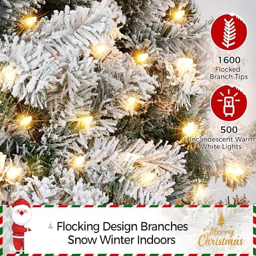 yaheetech 9ft pre-lit snow flocked pencil christmas tree, package contents