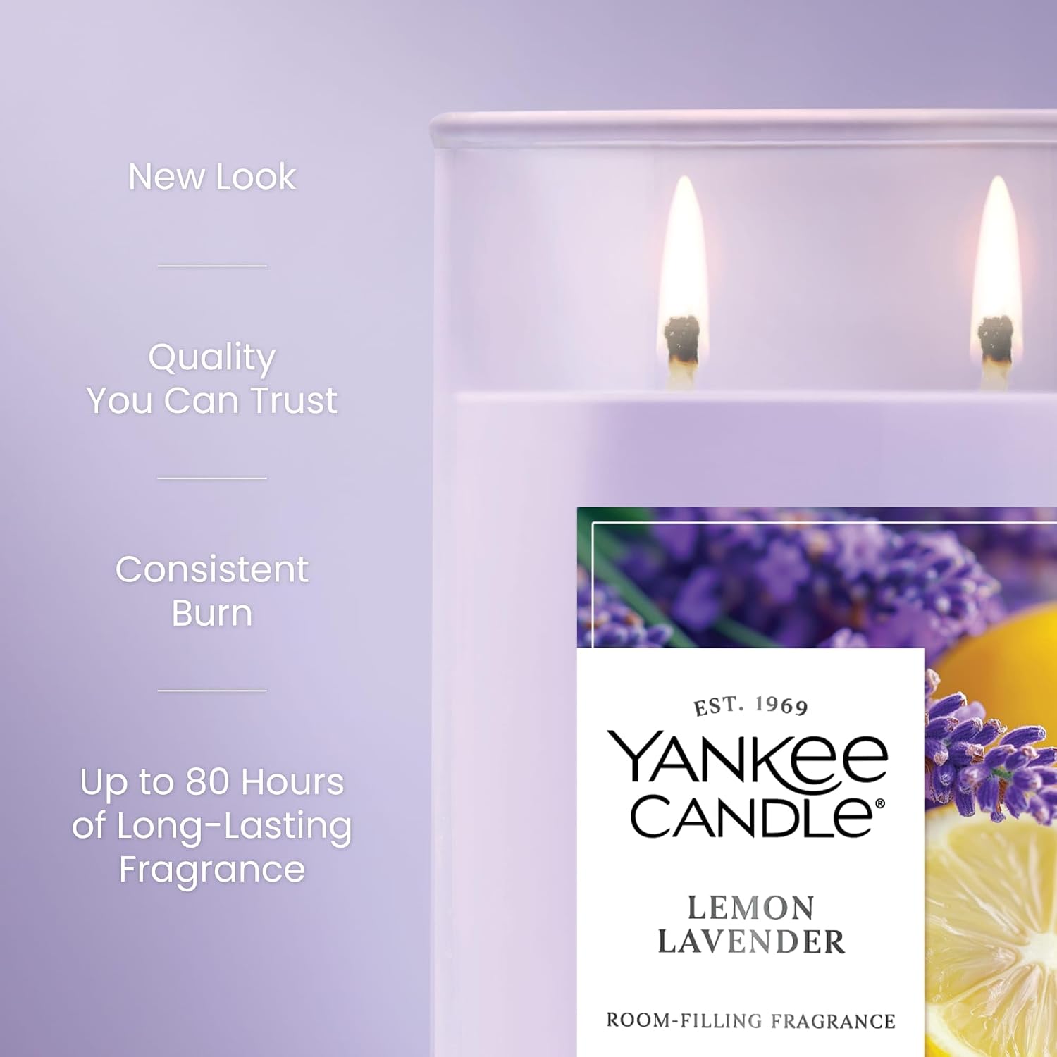 Yankee Candle, Lemon Lavender Scented Candle, 20oz Classic 2-Wick Tumbler with up to 80 Hour Burn Time