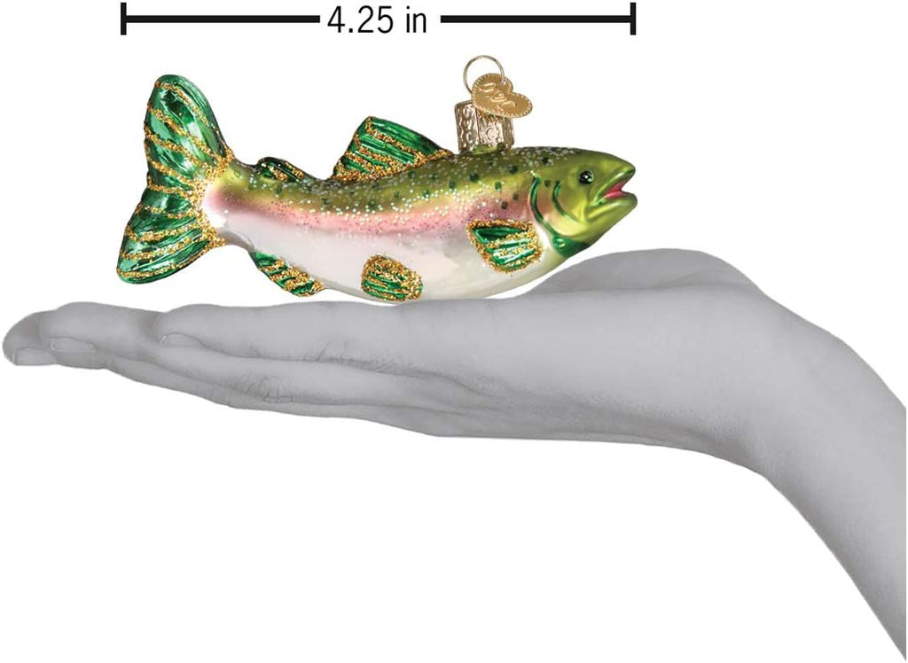 Old World Christmas Fish Collection Glass Blown Ornaments for Christmas Tree Alpine Rainbow Trout 3 x 4.25