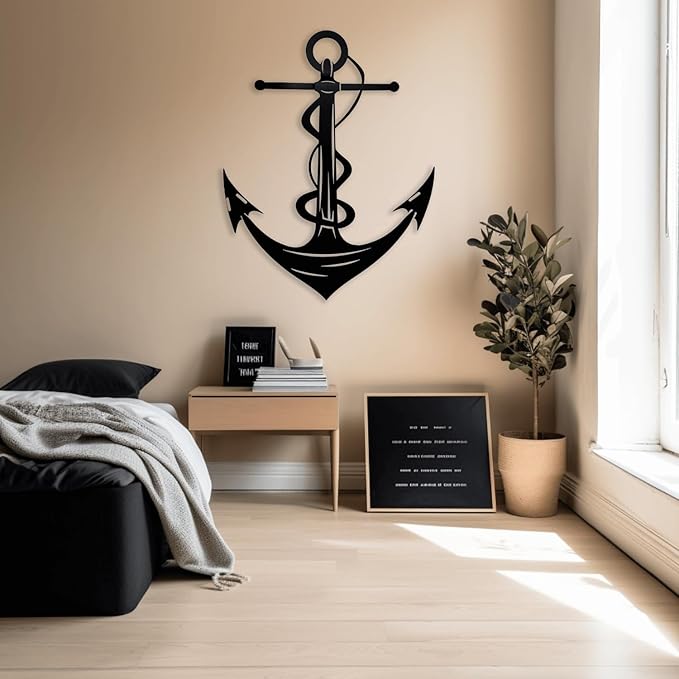 XXQ Anchor Metal Wall Decor, Anchor Metal Wall Art for Bedroom Living Room Dorm Antique Anchor Wall Decor Antique Metal Anchor Farmhouse Decor (Whhite, 20" x 30" / 51 x 76cm)