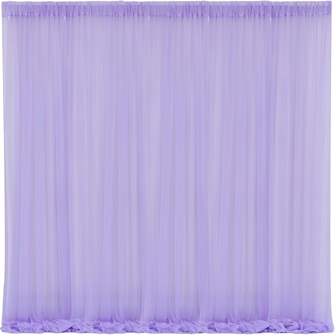 10x10 Purple Tulle Backdrop Curtains for Parties, Sheer Backdrop Curtain Wedding Photo Background Drapes for Baby Shower Photography Birthday Party