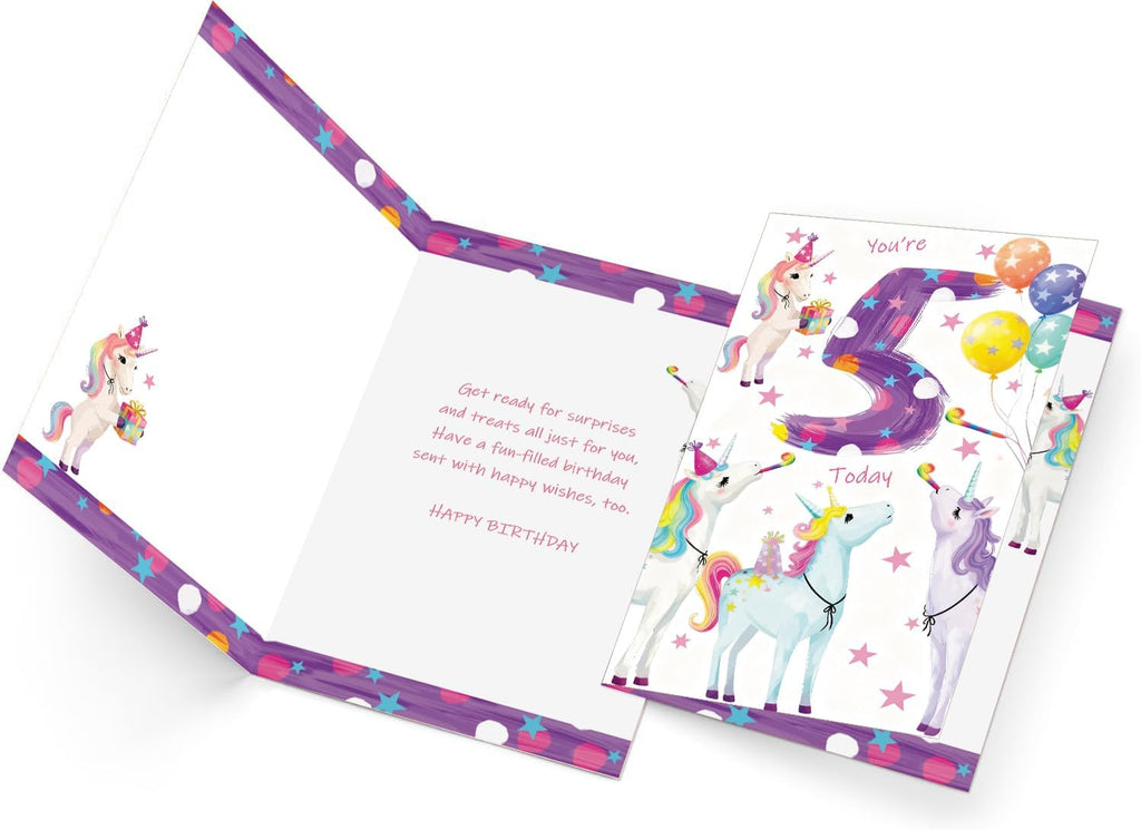 FANCYLUCKY Happy 5th Birthday Card Gift for Girls, Cute 5 Year Old Birthday Decoration for Daughter Granddaughter Niece