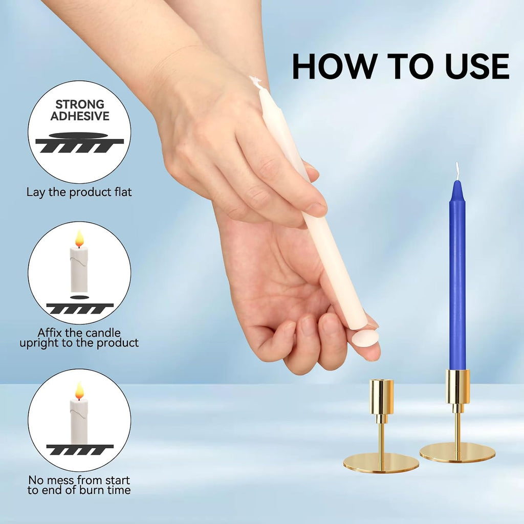 24 Pieces White Adhesive Small Candles, Accessories Candle Wax Dots- Adhesive,Wax Sticky Dots,Candl Accessories (24)