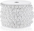 Craft String Pearls 8MM Pearl Bead, 33 Feet White Faux Pearl Garland Spool Roll Strand Wedding Party Decoration, Christmas Tree Decorations