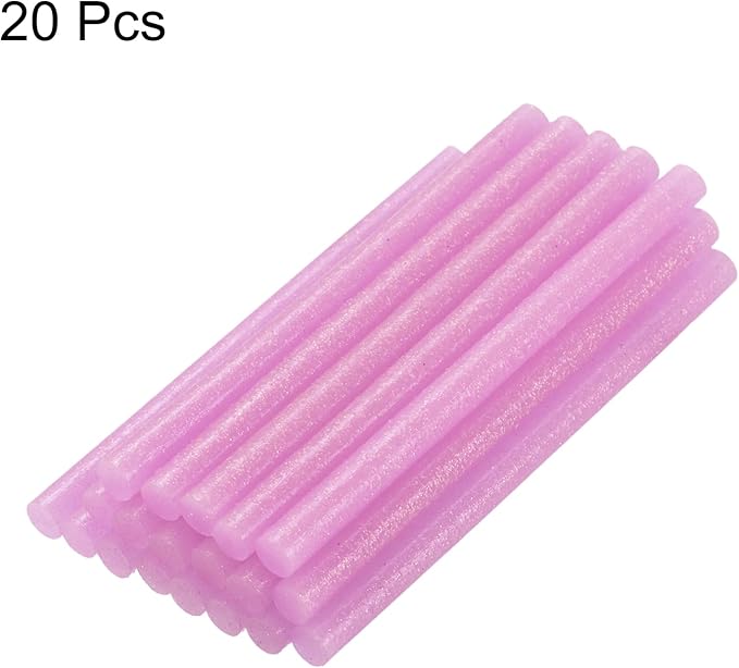 uxcell 20pcs Hot Glue Sticks for Glue Gun 11mm/0.43-inch x 4-inch Mini Hot Melt Adhesive Glue Stick Glitter Pink