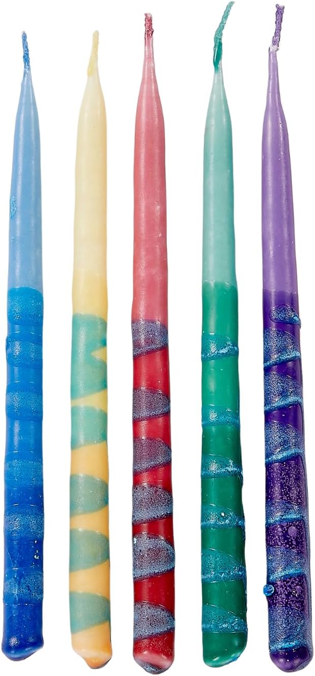 Dripless Hanukkah Candles | Tapered Multicolor Chanukah Bulk Candles Value 45 Pack | Standard Size Menorah Premium Quality Wax Jewish Holiday Party Favors Gifts, Decorations for All 8 Nights