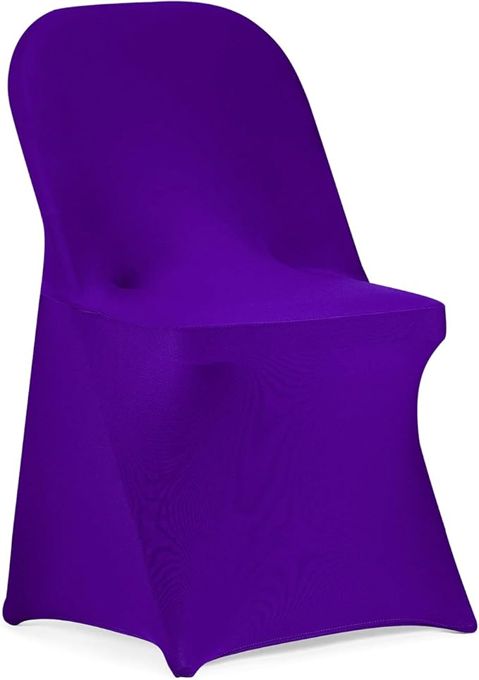 Peomeise Stretch Spandex Folding Chair Cover for Wedding Party Dining Banquet Event (Purple,25pcs)