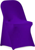 Peomeise Stretch Spandex Folding Chair Cover for Wedding Party Dining Banquet Event (Purple,6pcs)