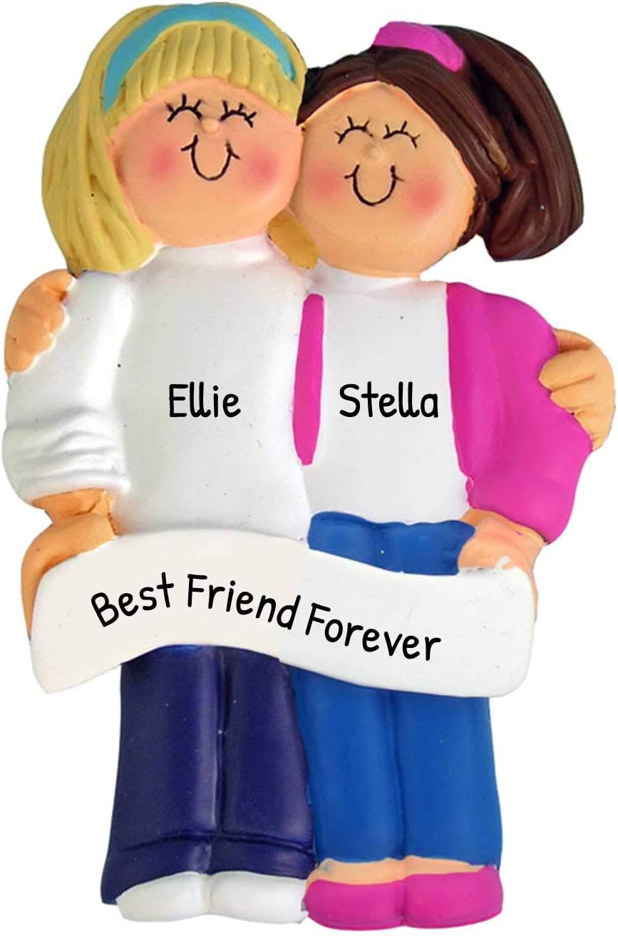 Personalized Best Friend Ornament 2026 - Blonde Brunette BFF Ornament Happy Tree Friends Love and Friendship Gifts Best Friend Ornaments for Women Christmas Ornaments by Elves
