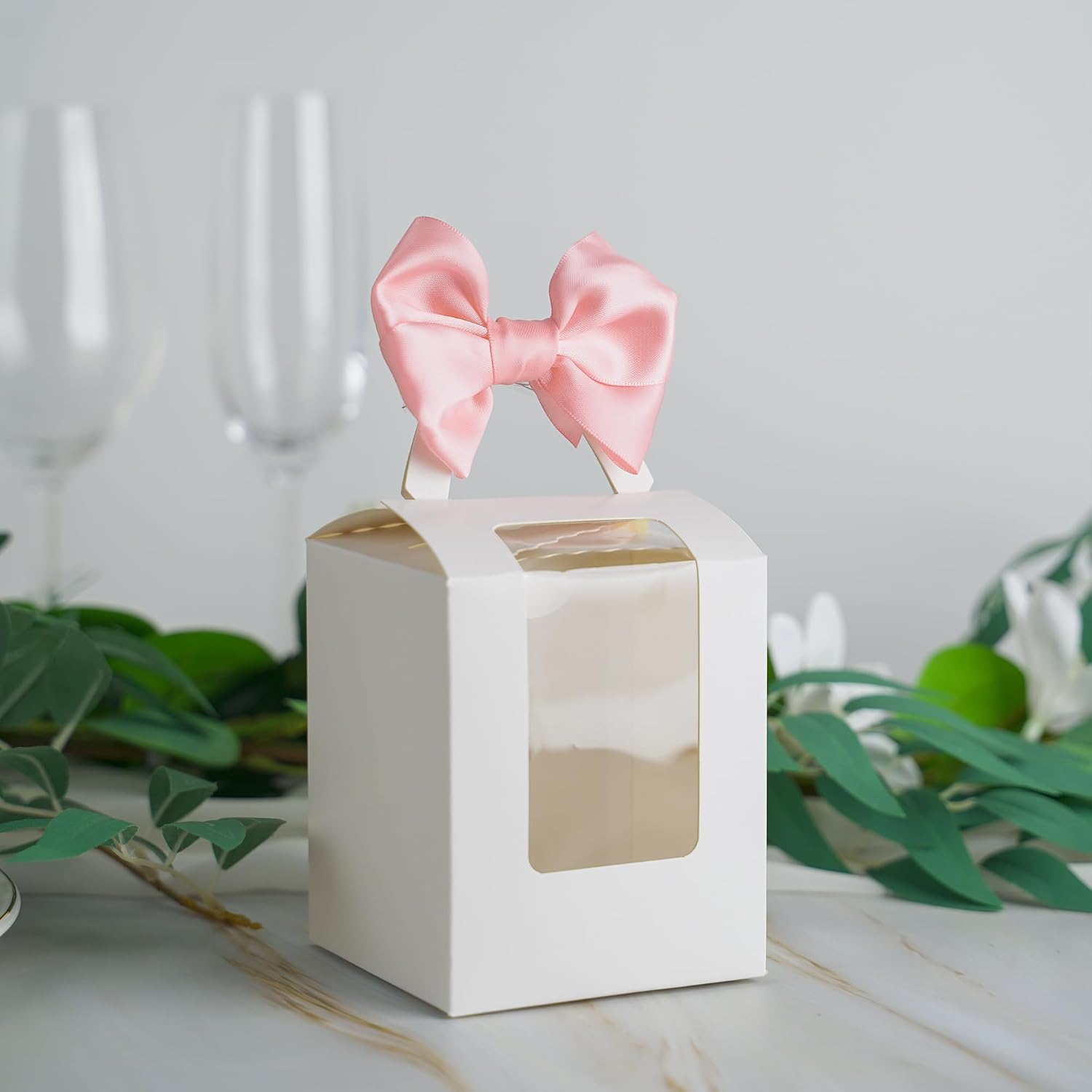 AIMUDI Pink Satin Ribbon Twist Tie Bows for Treat Bags 3.5" Baby Pink Bows for Crafts Small Pink Bows for Baby Shower Premade Bows for Cake Pops Candy Apple Wedding Favors Bridal Shower -24 Counts