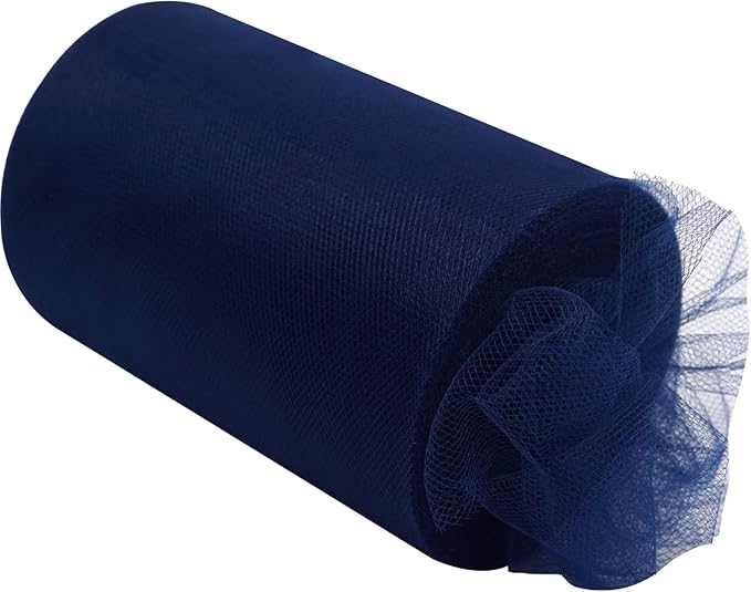 Navy Blue Tulle Fabric Rolls 6 Inch by 200 Yards (600 feet) Fabric Spool Tulle Ribbon for DIY Navy Blue Tutu Bow Baby Shower Birthday Party Wedding Decorations Craft Supplies