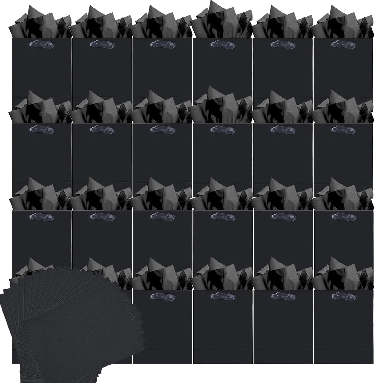 qiqee deep black gift bags with tissue paper, main product view