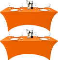 2-Pack 8ft Spandex Table Covers for Rectangle Folding Tables - Washable Elastic Tablecloth - Ultimate Fitted Table Protector for Birthday Parties, Trade Shows, Banquet