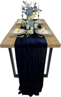Luxurious Velvet Table Runner, 10ft Wedding Reception Decorations, 20x120inch Soft Velvet Fabric, Table Linen Overlay, Wedding Table Runners (Navy Blue, 20X120inch)