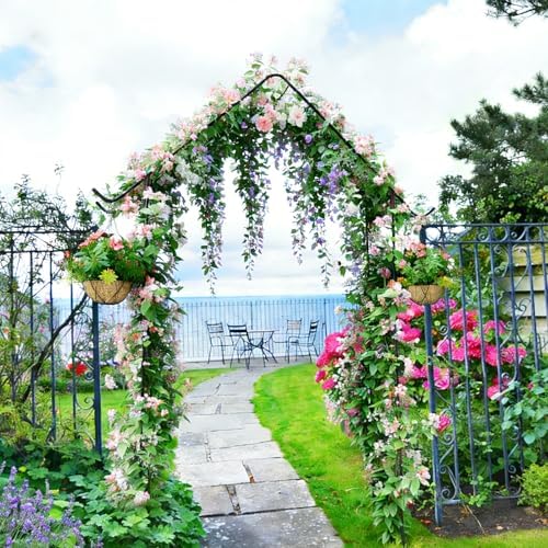 heavy duty garden arch trellis for climbing plants, front angle view