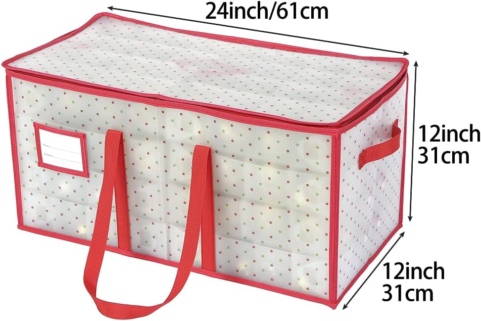Sattiyrch Plastic Christmas Ornament Storage Box with Trays,Customizable Dividers, Dust-Proof Durable Ornament Organizer Holder,Christmas Storage Containers,Holds 128 x 3 inch Ornaments