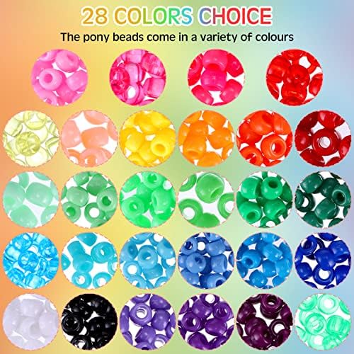 jexine 10500 pcs bulk plastic pony beads for, close-up detail
