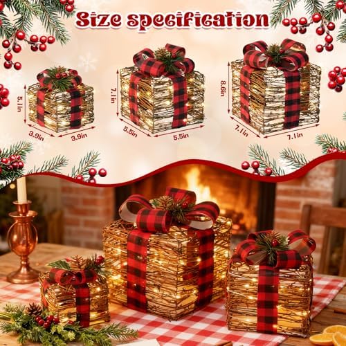 lawoho set of 3 christmas lighted gift boxes,rustic shown in use