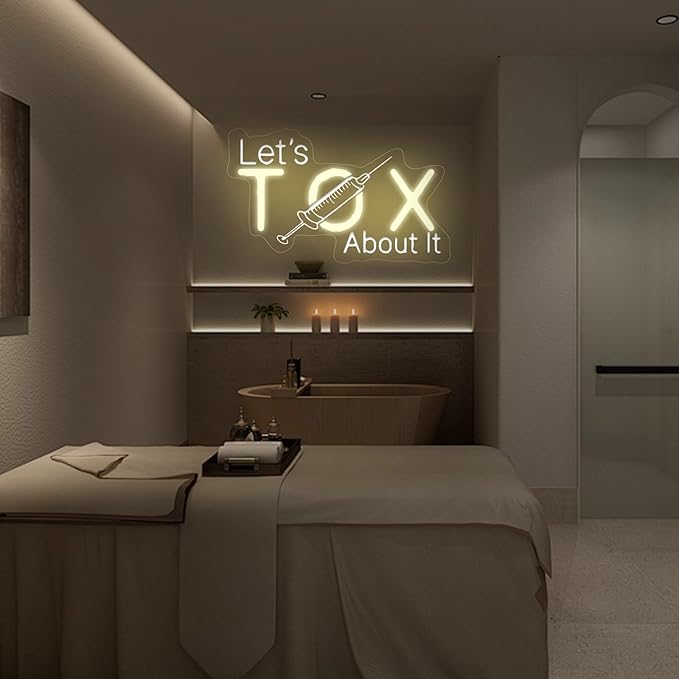 Let's Tox about it, Botox Business Sign, Injector Spa Studio Decor, Botox Art LED Light, Beauty Spa Sign, Medspa Decoration, 15.7"x9.4", Warm White