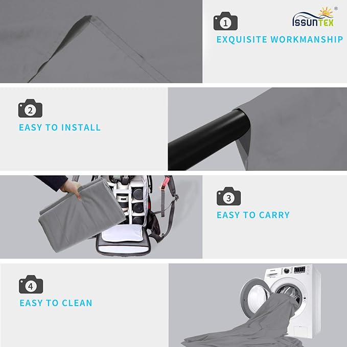 ISSUNTEX 10X24 ft Background Muslin Backdrop, Photo Studio, Collapsible High Density Screen for Video Photography and Television-Gray