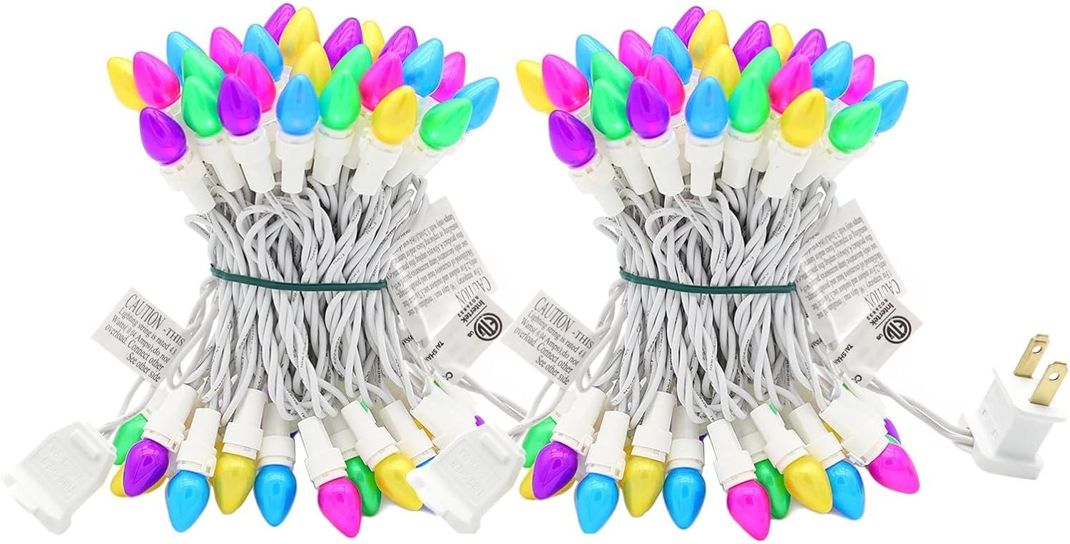 Easter String Lights, Multi Color Pastel Christmas Lights with White Wire, 2 PACK 13.5 FT 50 LED Waterproof Plug-in String Lights for Indoor Outdoor Bedroom Patio Wreath Carnival Easter Decorations