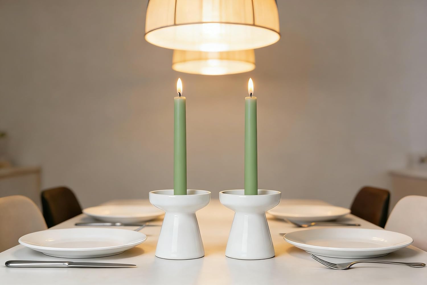 12-Pack Sage Green Taper Candles, 10 Inch Unscented Dripless Candlesticks, Long-Lasting Burn Time of 7-8 Hours, Perfect for Home Décor, Spring and St. Patrick's Day
