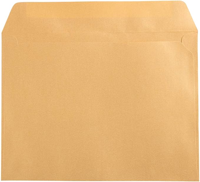 JAM PAPER 9 x 12 Open End Catalog Metallic Envelopes - Gold Stardream - 50/Pack