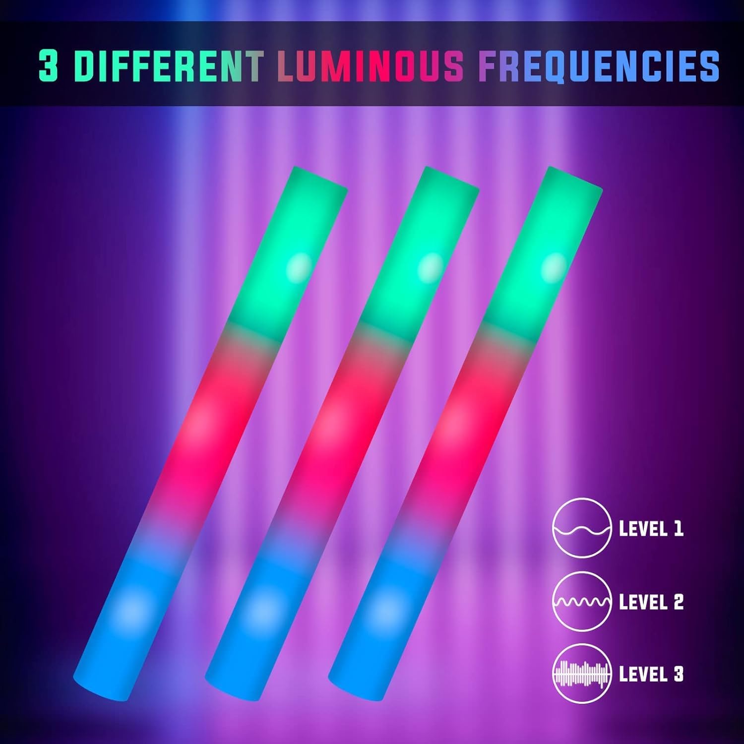 SHQDD 44 PCS Foam Glow Sticks Bulk with 3 Modes Colorful Flashing, Glow Sticks Pack, Foam Light Up Sticks, Glow in Dark Party Supplies for Wedding, Raves, Party, Halloween, 4th of July