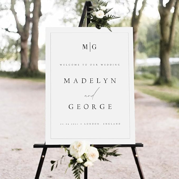 Welcome To Our Wedding Sign, Welcome To Our Wedding Sign With Stand, Minimalist Wedding Welcome Sign, Welcome Wedding Sign, Script Wedding Welcome Sign, Modern Wedding Signs, Large Wedding Sign