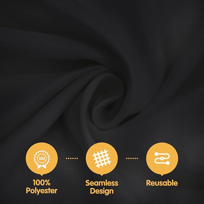 BRILLMAX 6 Pack Black Round Tablecloths 120 Inch - Circle Bulk Linen Polyester Fabric Washable Table Cloth Cover for Wedding Reception Banquet Birthday Party Buffet Restaurant