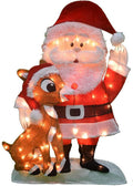 productworks 32-inch pre-lit santa and rudolph christmas yard, main product view