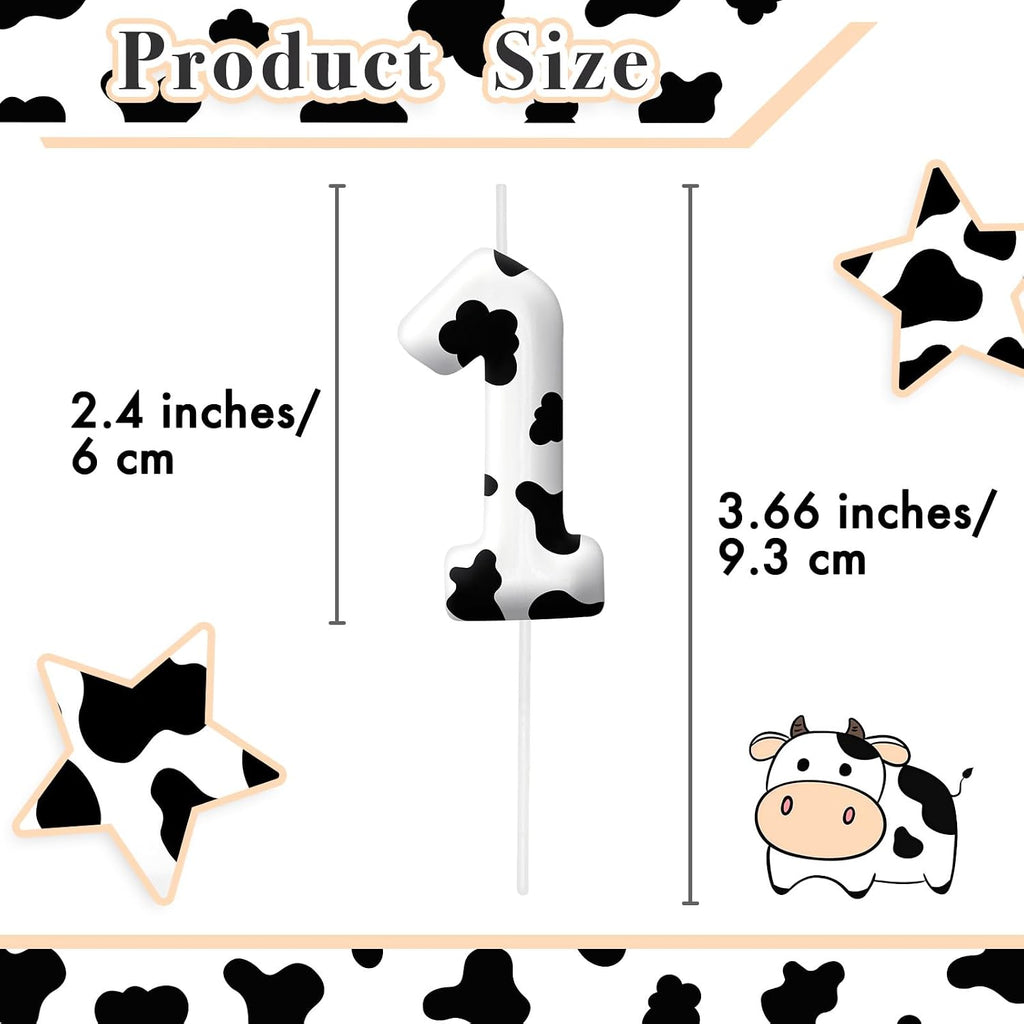 Cow Birthday Candles, 2.4 inch Cake Topper Decor, Number 1 Candles Birthday Decorations, Anniversary Party Cake Decorations Party Supplies