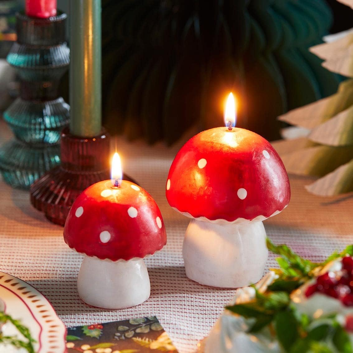 Talking Tables Large Mushroom Shaped Candle for Christmas Table - 9.5cm | Red Toadstool Forest Party Decorations, Autumn Home Décor, Alice in Wonderland Tea, Garden Fairy Theme, Forest-CNDL-MUSH-L