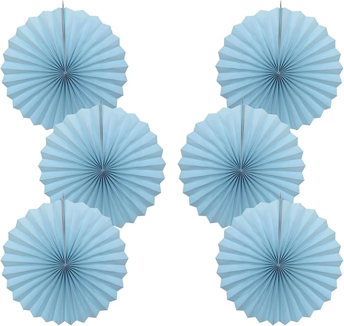Blue Graduation Party Decor,Baby Blue Party Decorations,Christmas Baby Shower Decorations,Under The Sea Decorations,Blue Bachelorette Party 16in Hanging Paper Fans 30 Color DIY Set (Light Blue)