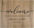 Andaz Press Personalized Large Wooden Welcome Sign for Wedding Rustic Welcome Sign 16" x 20" Custom Names Happily Ever After Wedding Signage English Oak MDF Wood Finish Reception Indoor Outdoor Signs