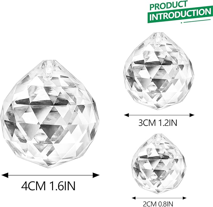 20mm/30mm/40mm Clear Crystal Balls Prism Sun Catcher for DIY Home Garden Wedding Party Decor, Pack of 13