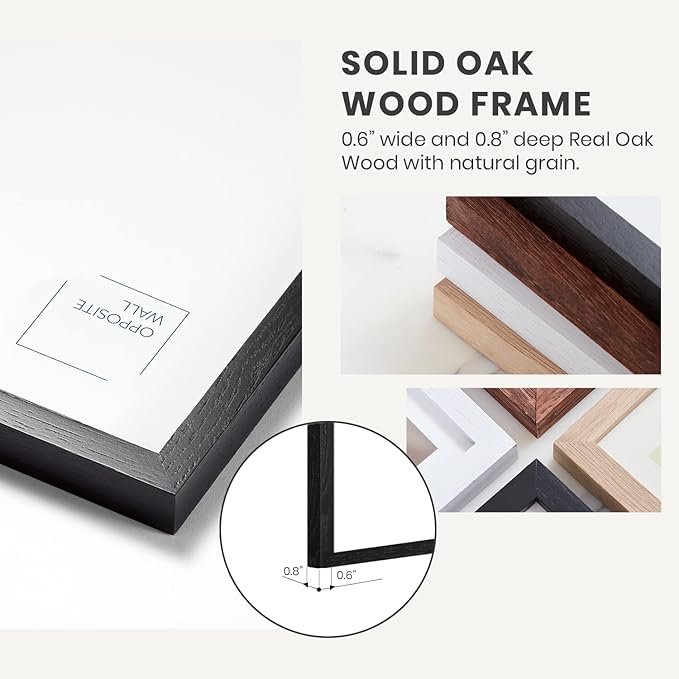 Opposite Wall - 12x12 in - Black Solid Oak Wood Picture Frame - Lightweight, Versatile & Shatterproof - Wall Hanging Poster or Photo Frame - Wall Decor for Office, Gallery & Home